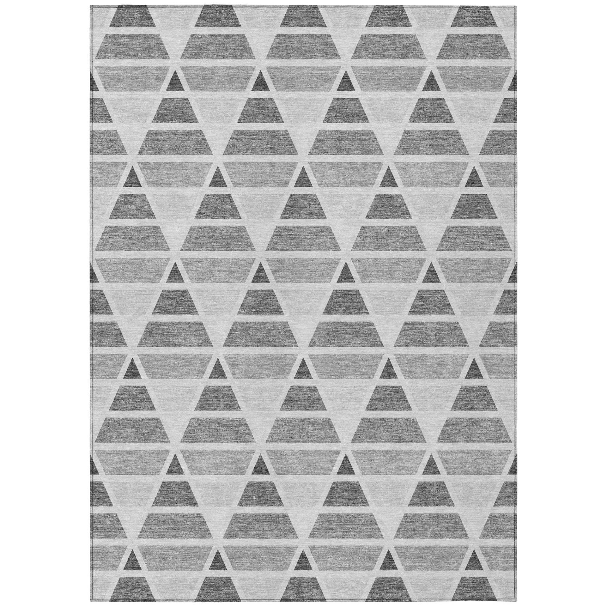 8' X 10' Gray And Silver Geometric Washable Indoor Outdoor Area Rug Homeroots Outdoor