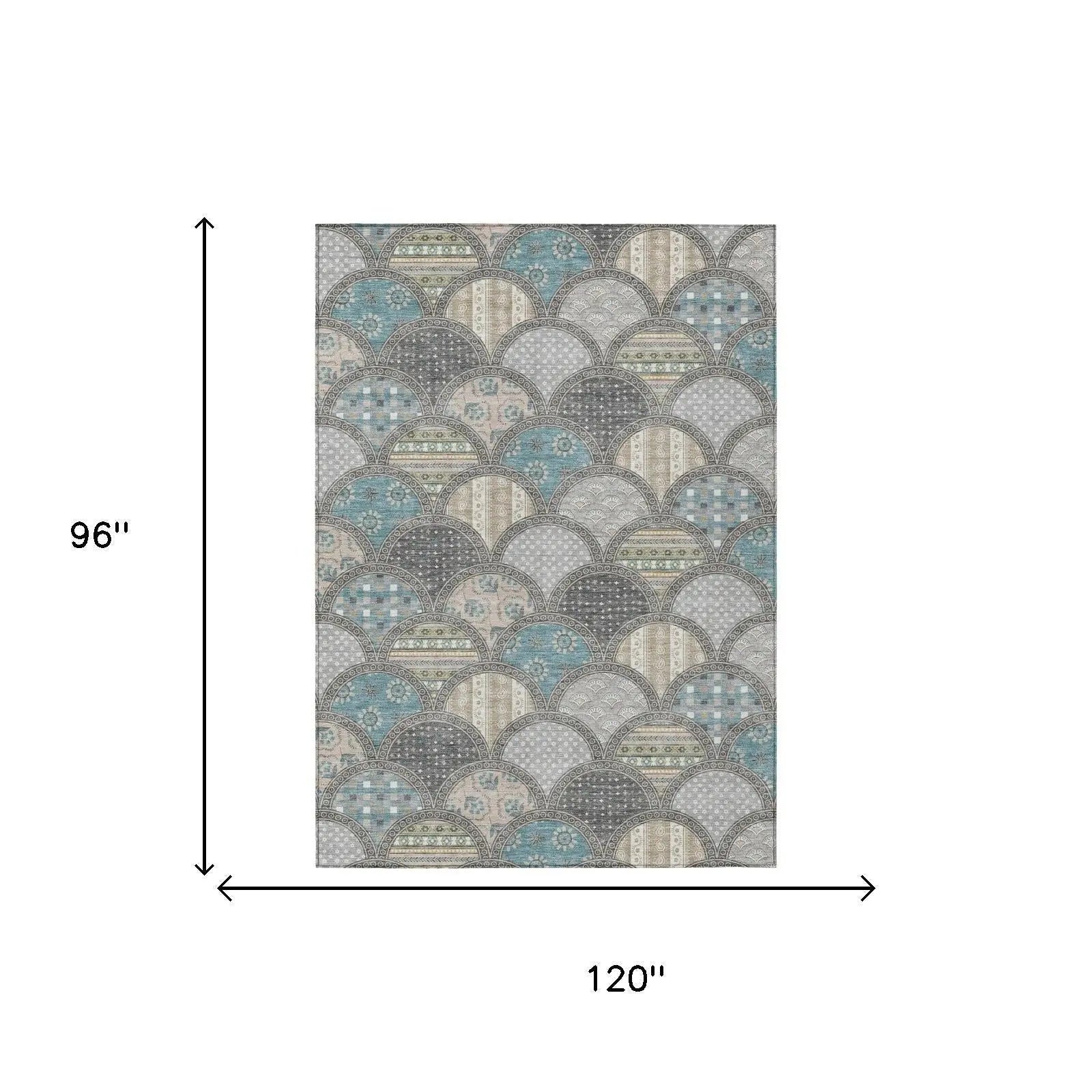 8' X 10' Gray And Silver Geometric Washable Indoor Outdoor Area Rug Homeroots Outdoor