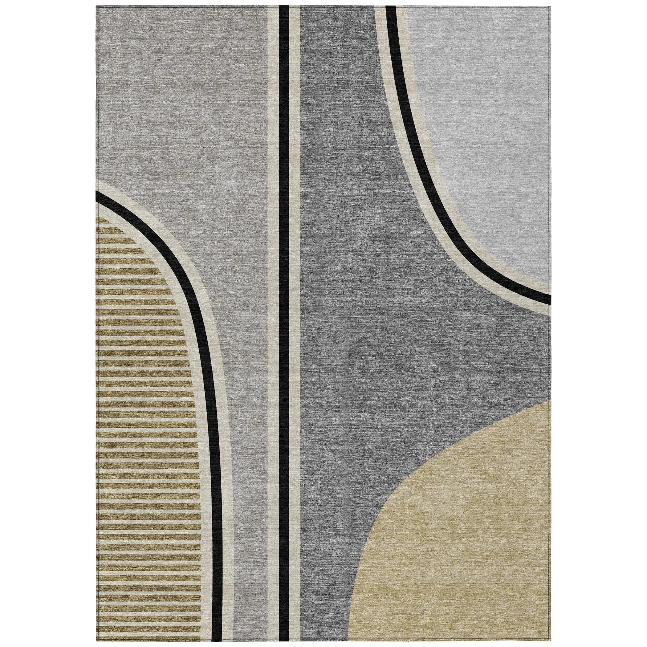 8' X 10' Gray And Silver Geometric Washable Indoor Outdoor Area Rug Homeroots Outdoor