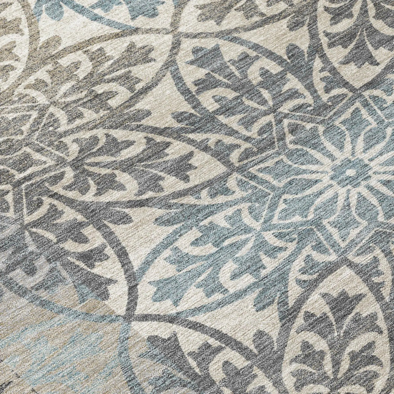 8' X 10' Gray And Silver Oriental Washable Indoor Outdoor Area Rug Homeroots Outdoor