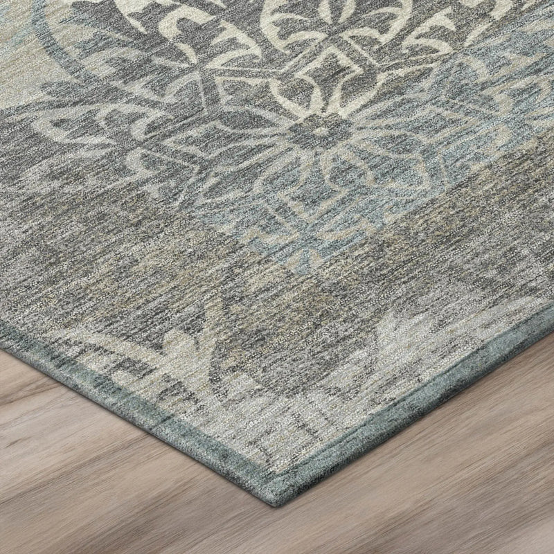 8' X 10' Gray And Silver Oriental Washable Indoor Outdoor Area Rug Homeroots Outdoor