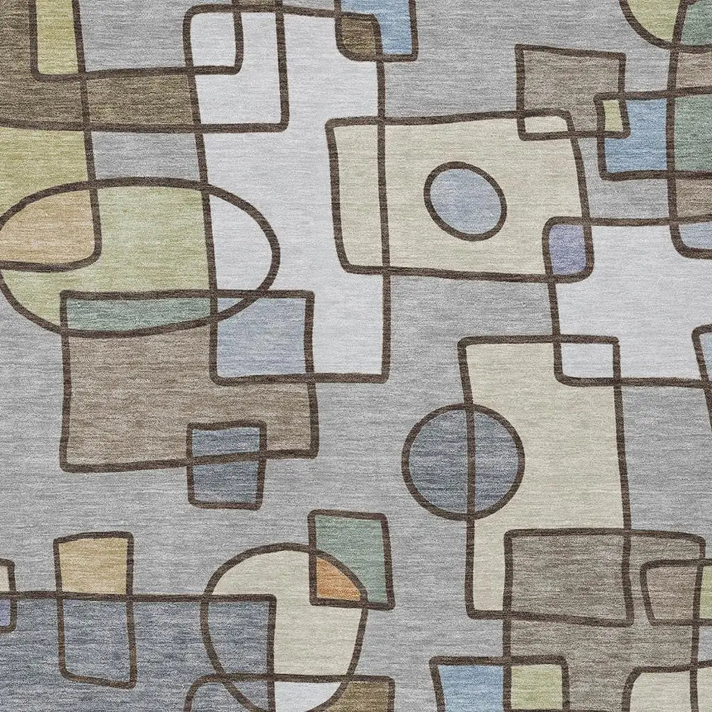 8' X 10' Gray And Sky Blue Geometric Washable Indoor Outdoor Area Rug Homeroots Outdoor