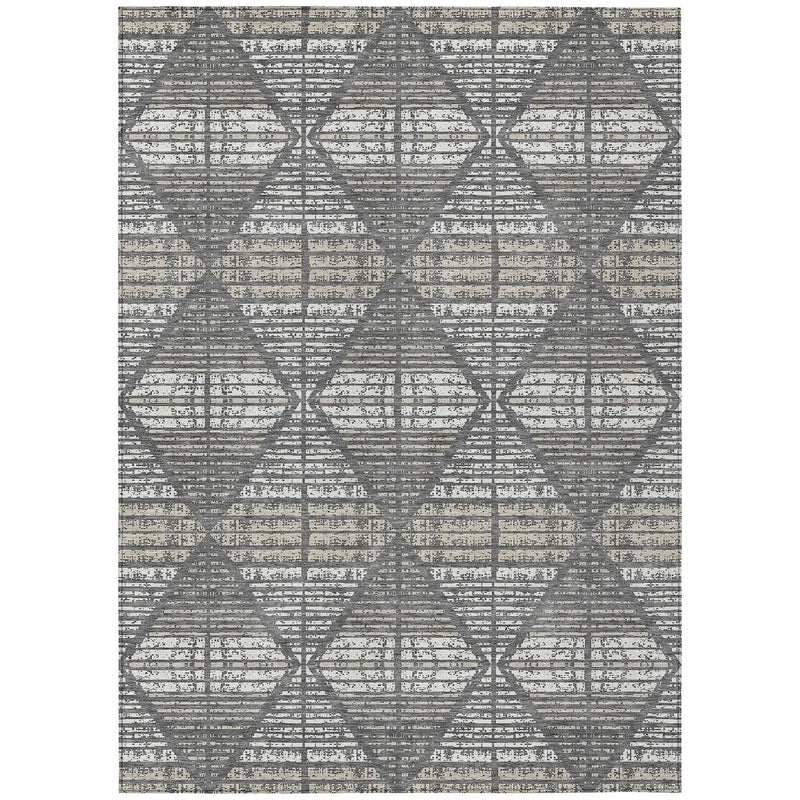 8' X 10' Gray And Taupe Geometric Washable Indoor Outdoor Area Rug Homeroots Outdoor
