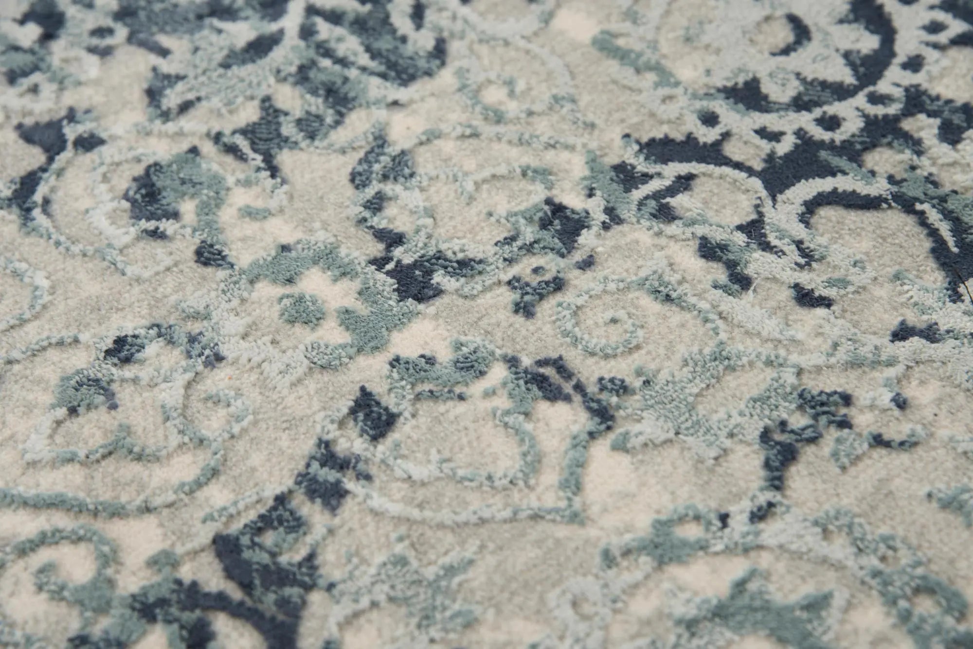 8' X 10' Gray And Teal Abstract Area Rug Homeroots Home Decor