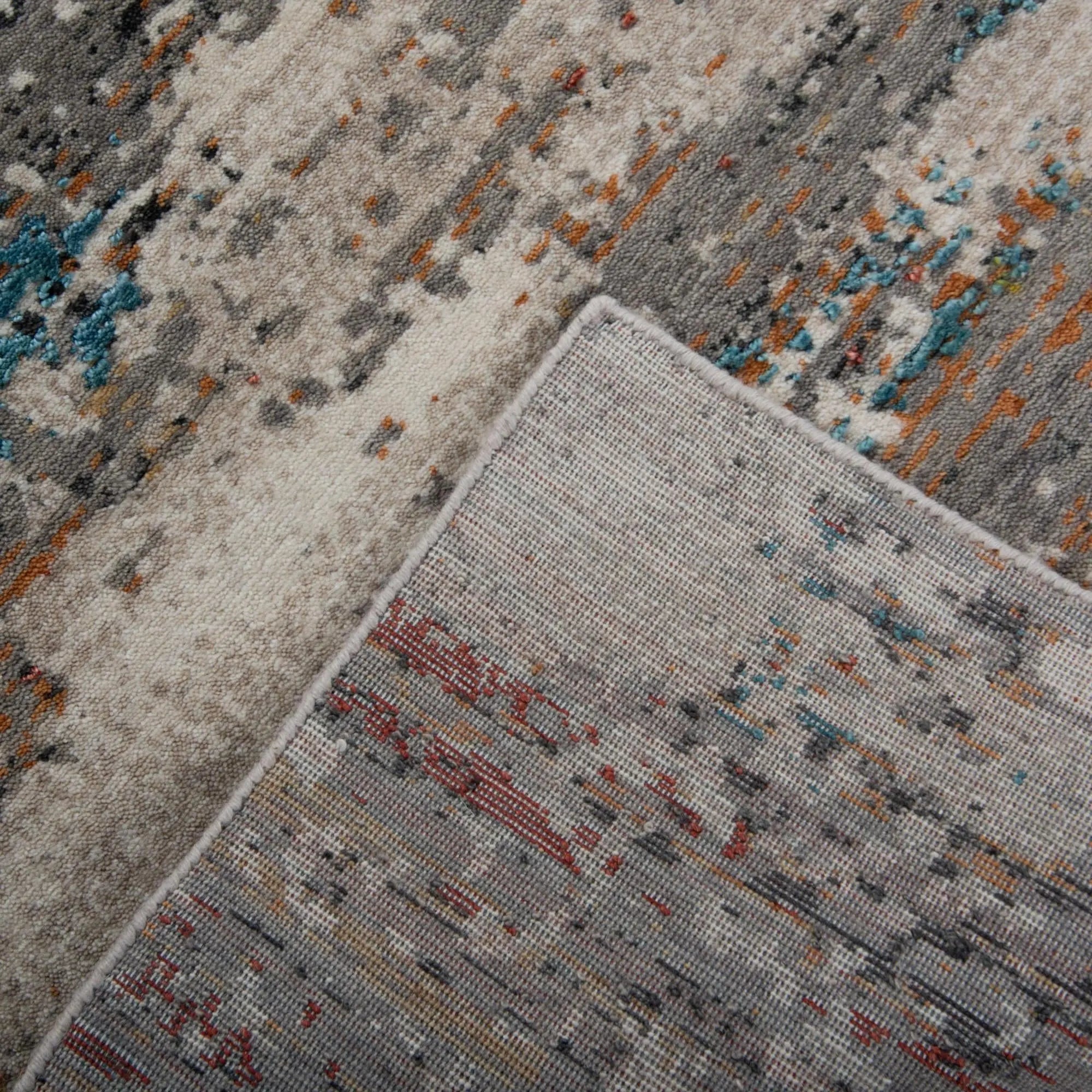 8' X 10' Gray Beige Orange Red And Blue New Zealand Lambs Wool Abstract Hand Carved Handmade Area Rug Homeroots Home Decor