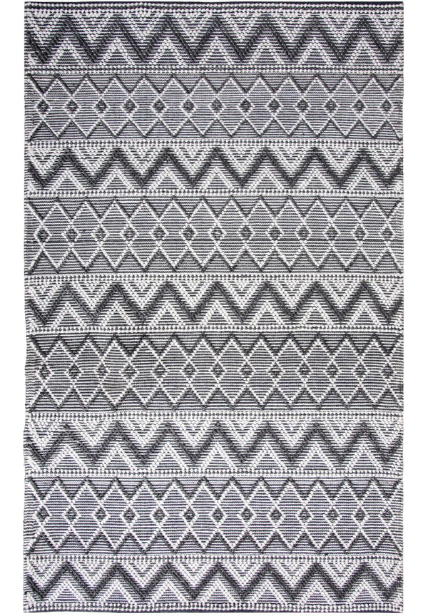 8' X 10' Gray Black And Ivory Chevron Hand Woven Area Rug With UV Protection Homeroots Home Decor