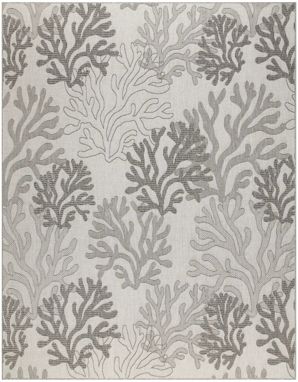 8' X 10' Gray Black And Ivory Nautical Indoor Outdoor Area Rug Homeroots Outdoor