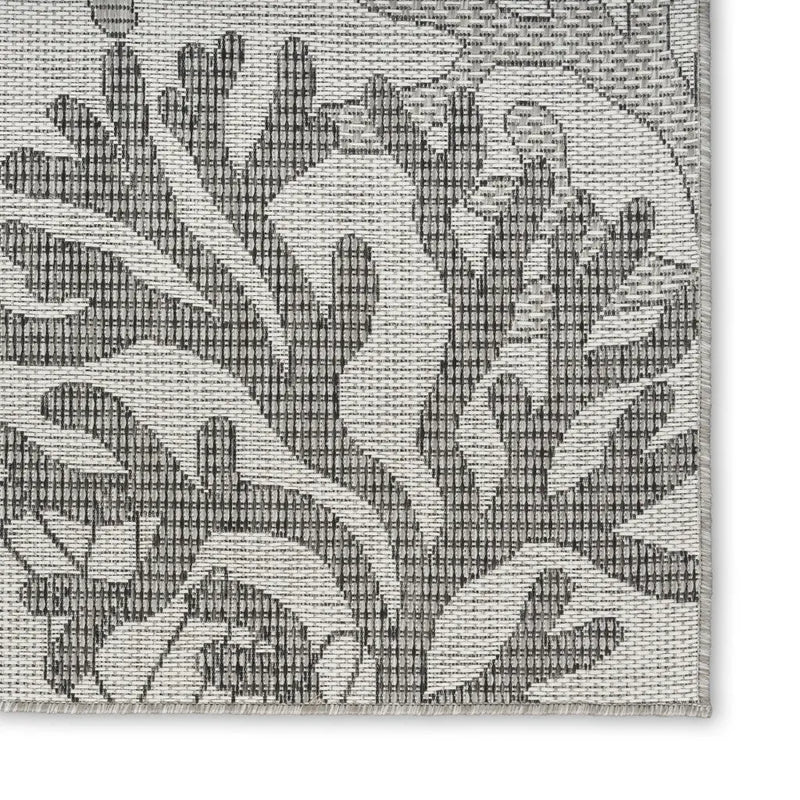 8' X 10' Gray Black And Ivory Nautical Indoor Outdoor Area Rug Homeroots Outdoor