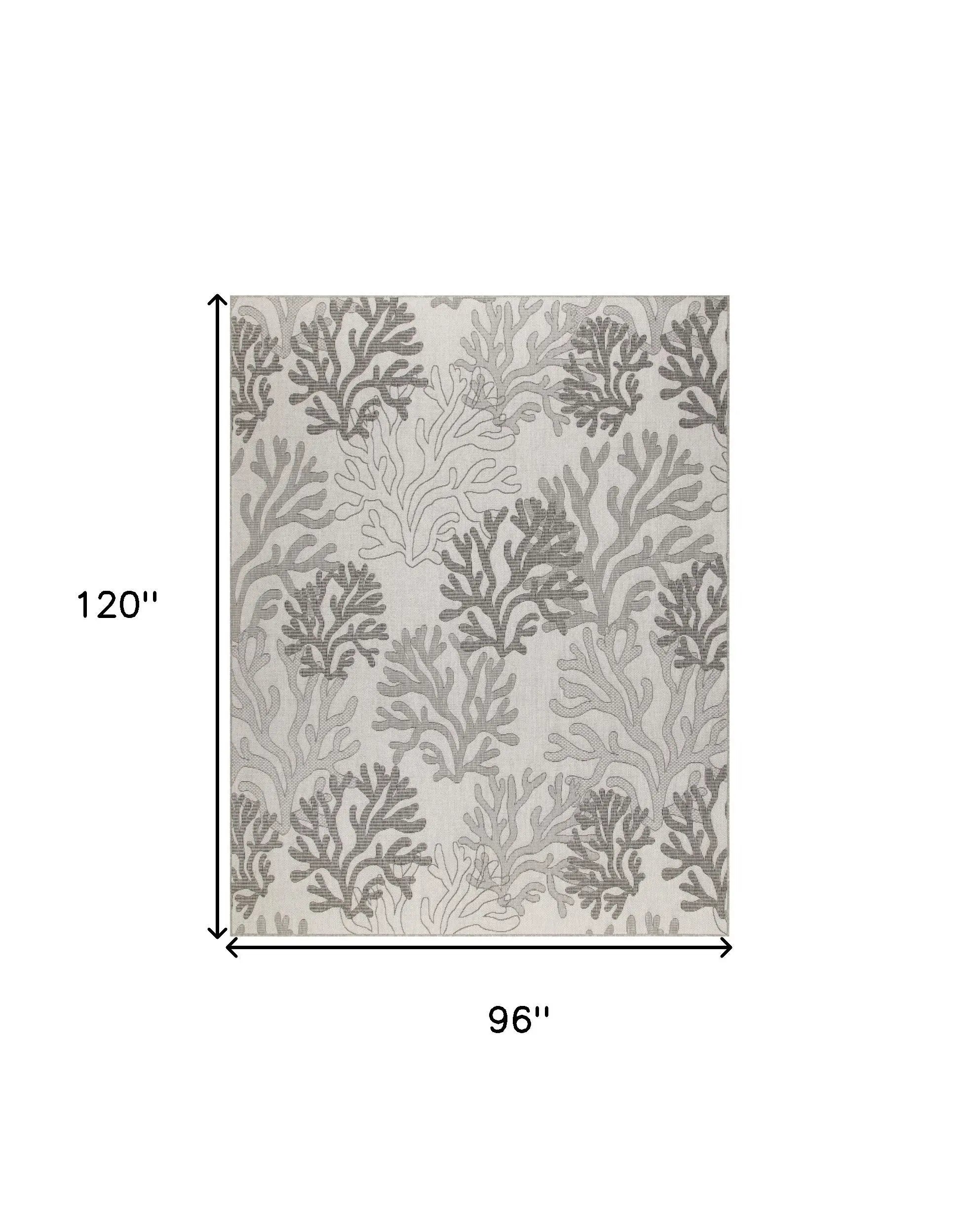 8' X 10' Gray Black And Ivory Nautical Indoor Outdoor Area Rug Homeroots Outdoor