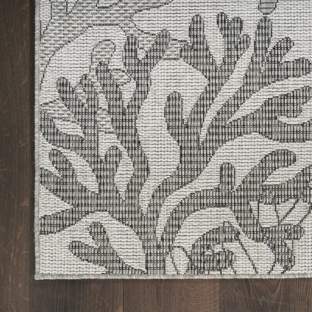 8' X 10' Gray Black And Ivory Nautical Indoor Outdoor Area Rug Homeroots Outdoor