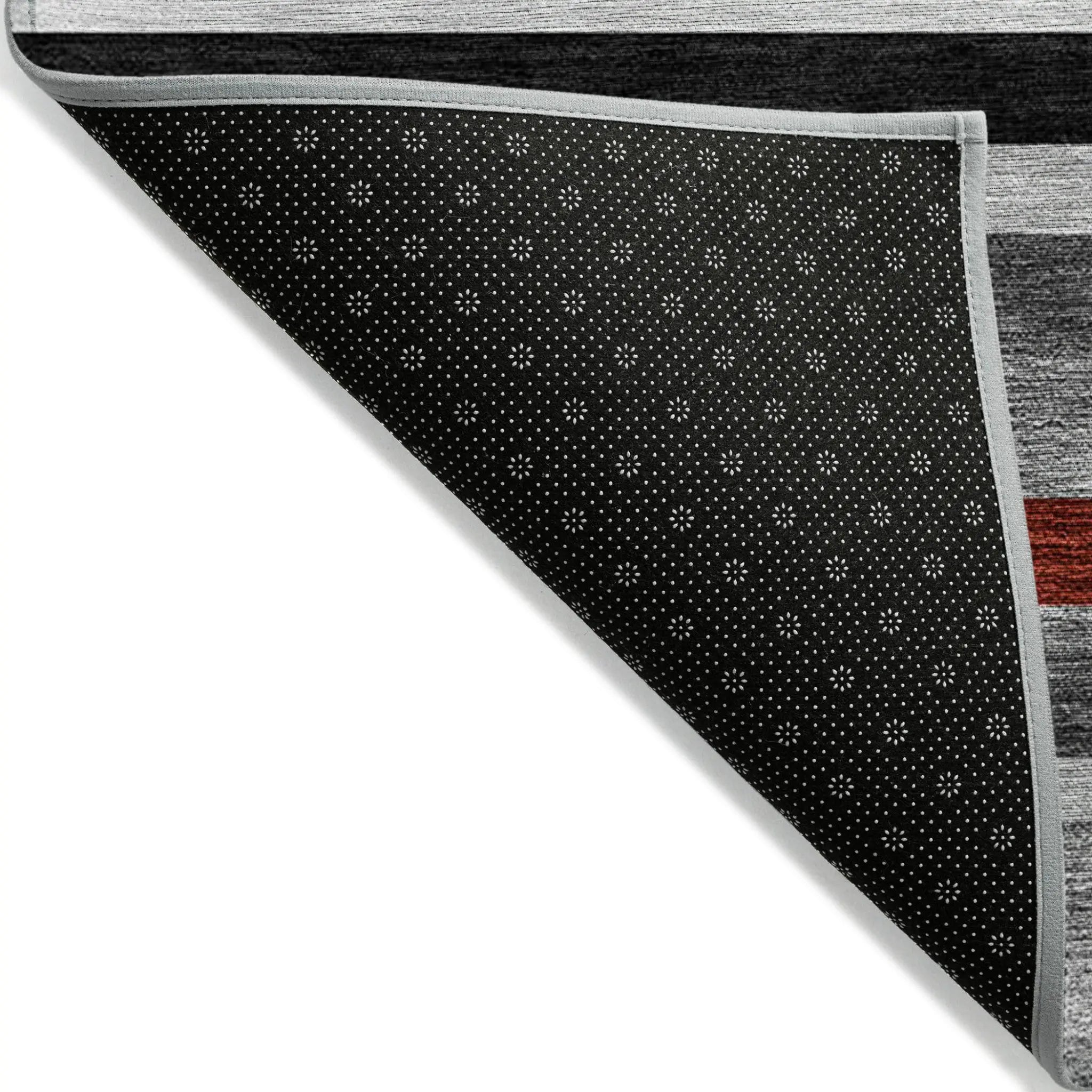 8' X 10' Gray Black And Red Striped Washable Indoor Outdoor Area Rug Homeroots Outdoor