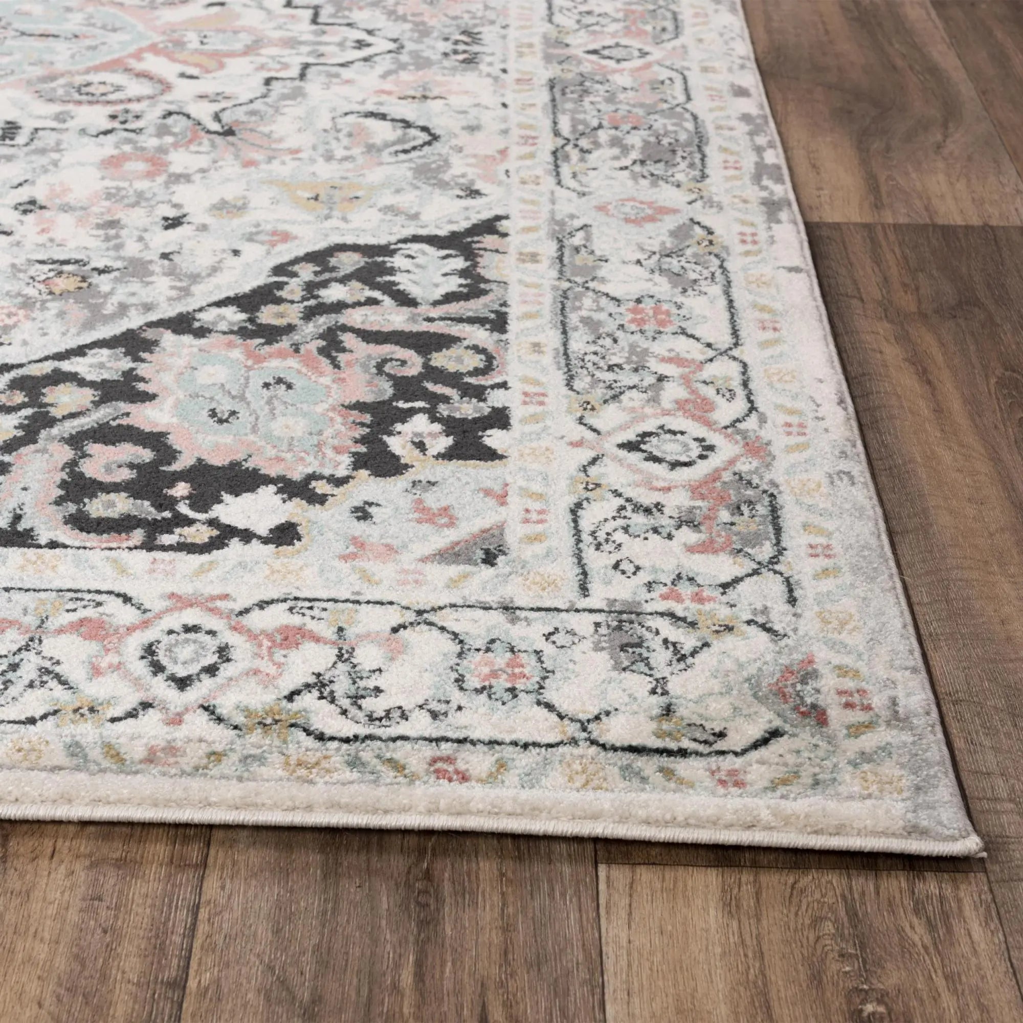 8' X 10' Gray Black Ivory And Light Blue Oriental Area Rug Homeroots Home Decor