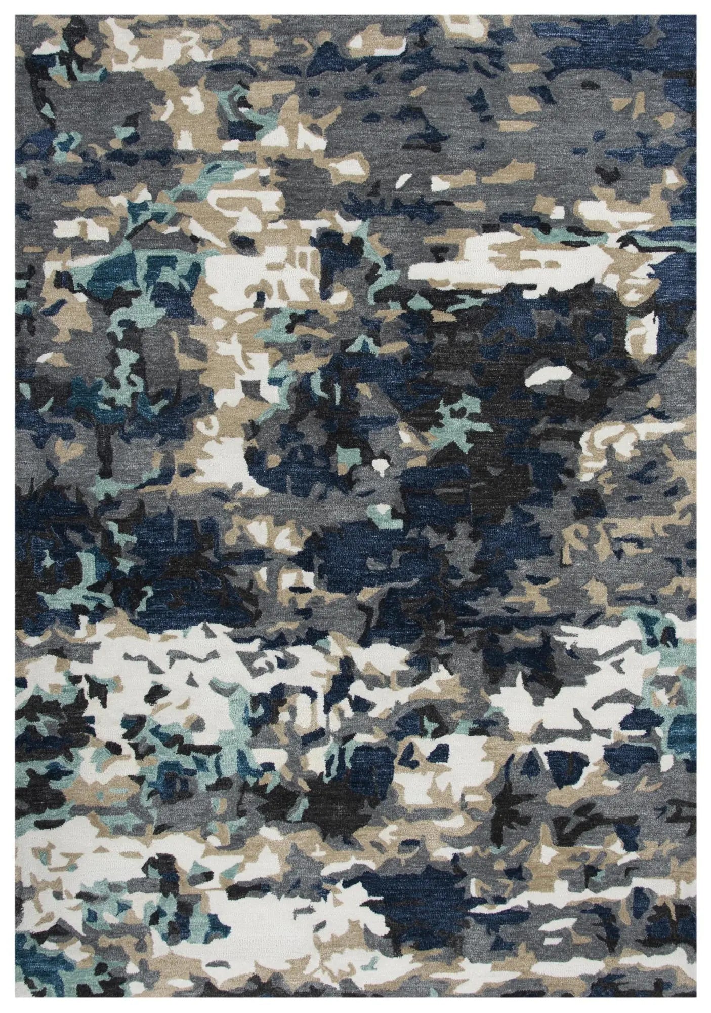 8' X 10' Gray Blue Ivory And Beige Abstract Hand Tufted Area Rug Homeroots Home Decor