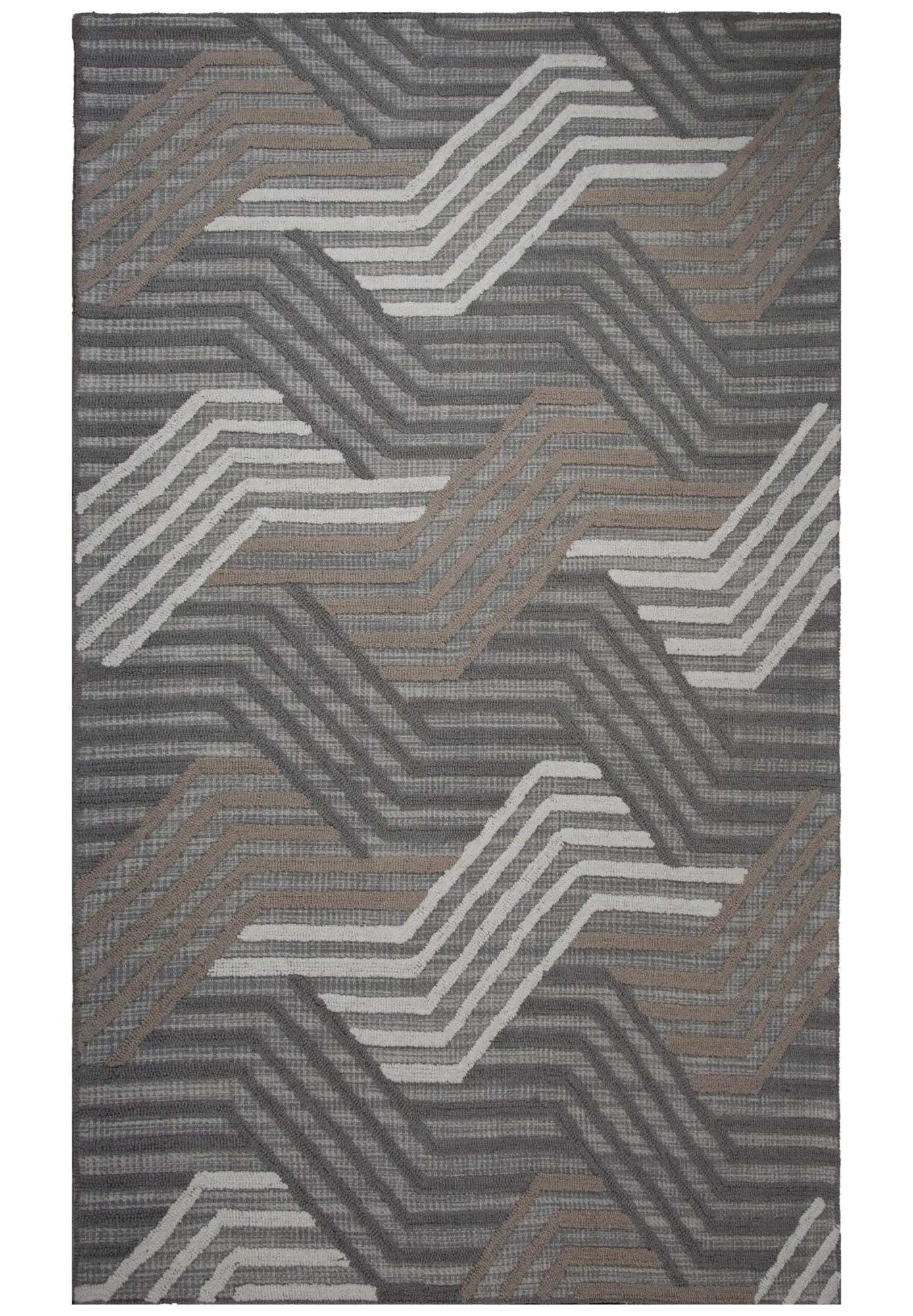 8' X 10' Gray Brown And Ivory Wool Geometric Hand Tufted Area Rug Homeroots Home Decor