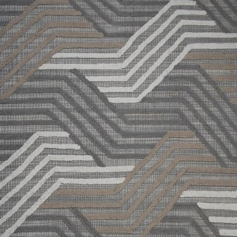 8' X 10' Gray Brown And Ivory Wool Geometric Hand Tufted Area Rug Homeroots Home Decor