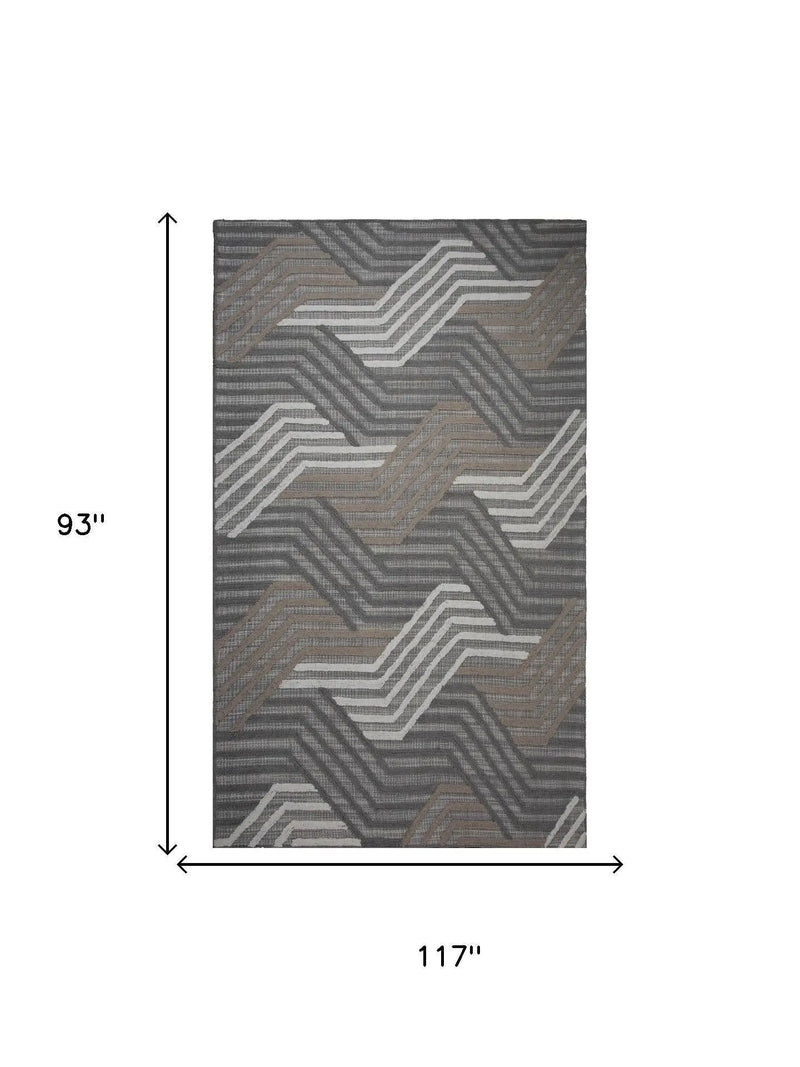 8' X 10' Gray Brown And Ivory Wool Geometric Hand Tufted Area Rug Homeroots Home Decor