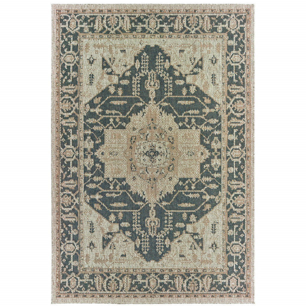 8' X 10' Gray Oriental Stain Resistant Indoor Outdoor Area Rug Homeroots Outdoor