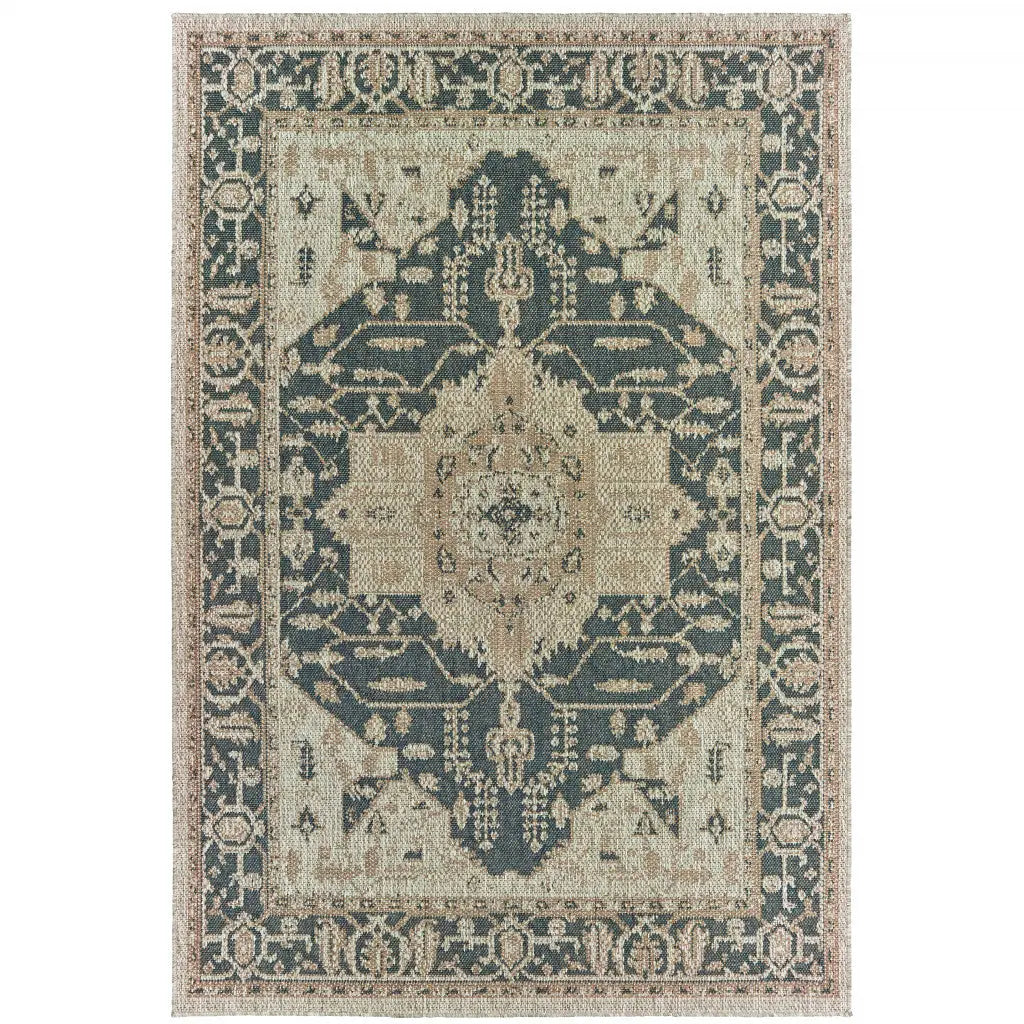 8' X 10' Gray Oriental Stain Resistant Indoor Outdoor Area Rug Homeroots Outdoor