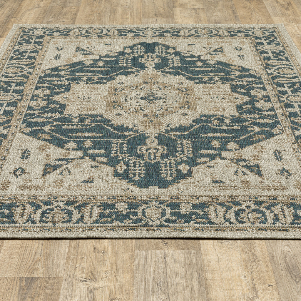 8' X 10' Gray Oriental Stain Resistant Indoor Outdoor Area Rug Homeroots Outdoor