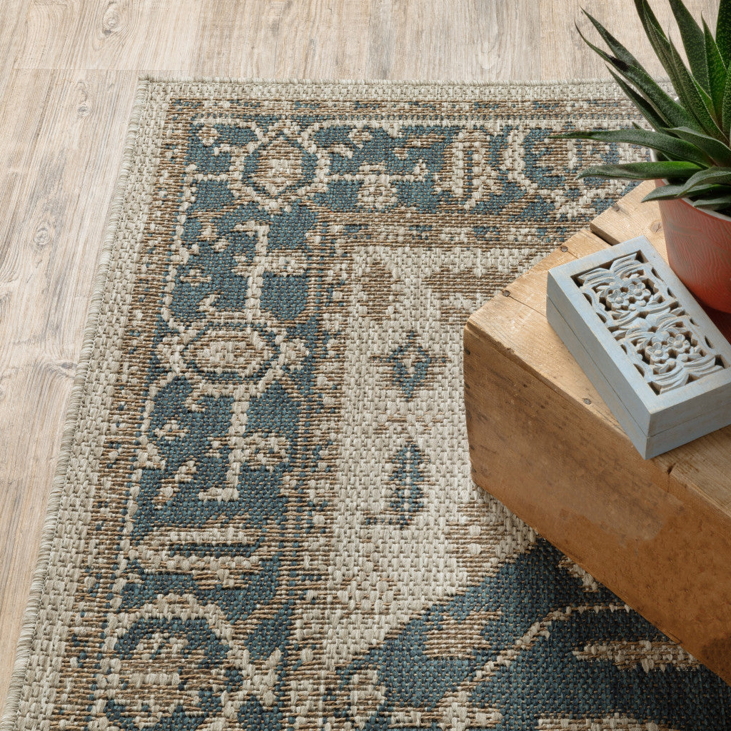 8' X 10' Gray Oriental Stain Resistant Indoor Outdoor Area Rug Homeroots Outdoor