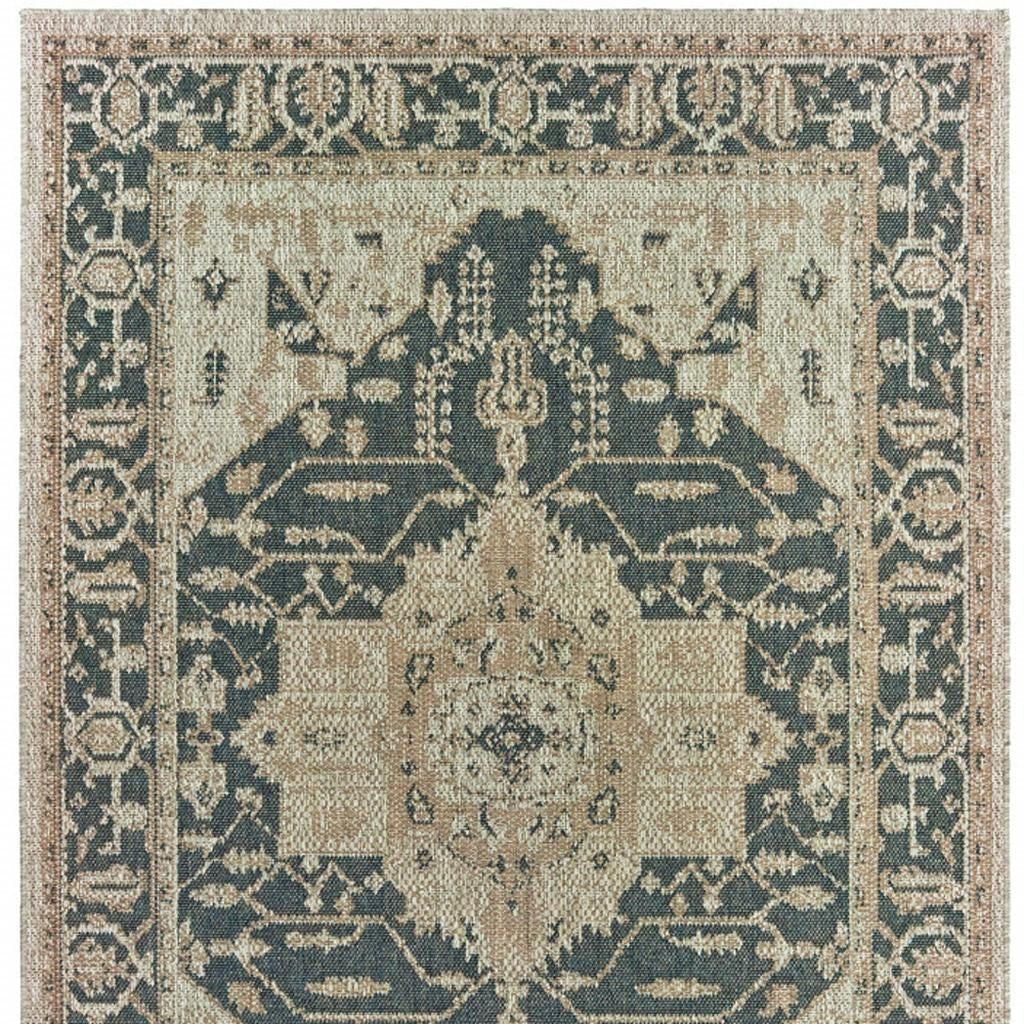 8' X 10' Gray Oriental Stain Resistant Indoor Outdoor Area Rug Homeroots Outdoor
