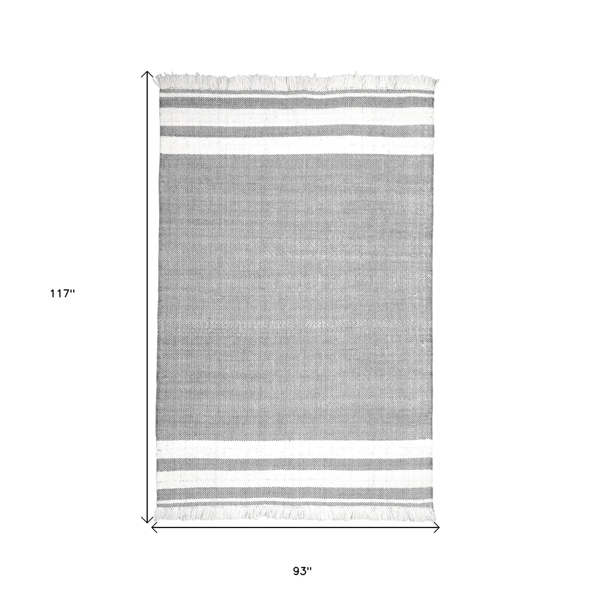 8' X 10' Gray Striped Handmade Indoor Outdoor Area Rug Homeroots Outdoor