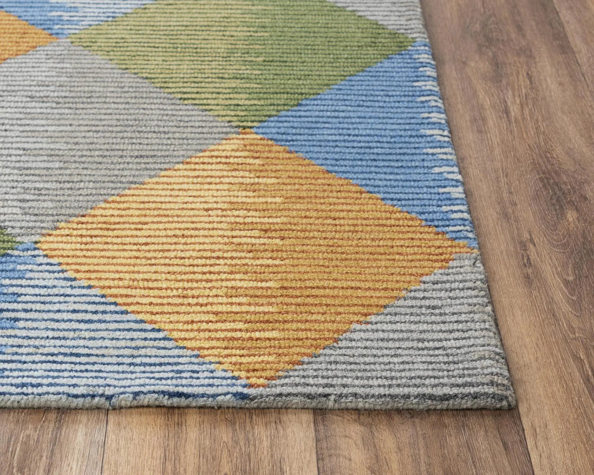 8' X 10' Gray Yellow Green And Blue Wool Geometric Hand Tufted Area Rug Homeroots Home Decor