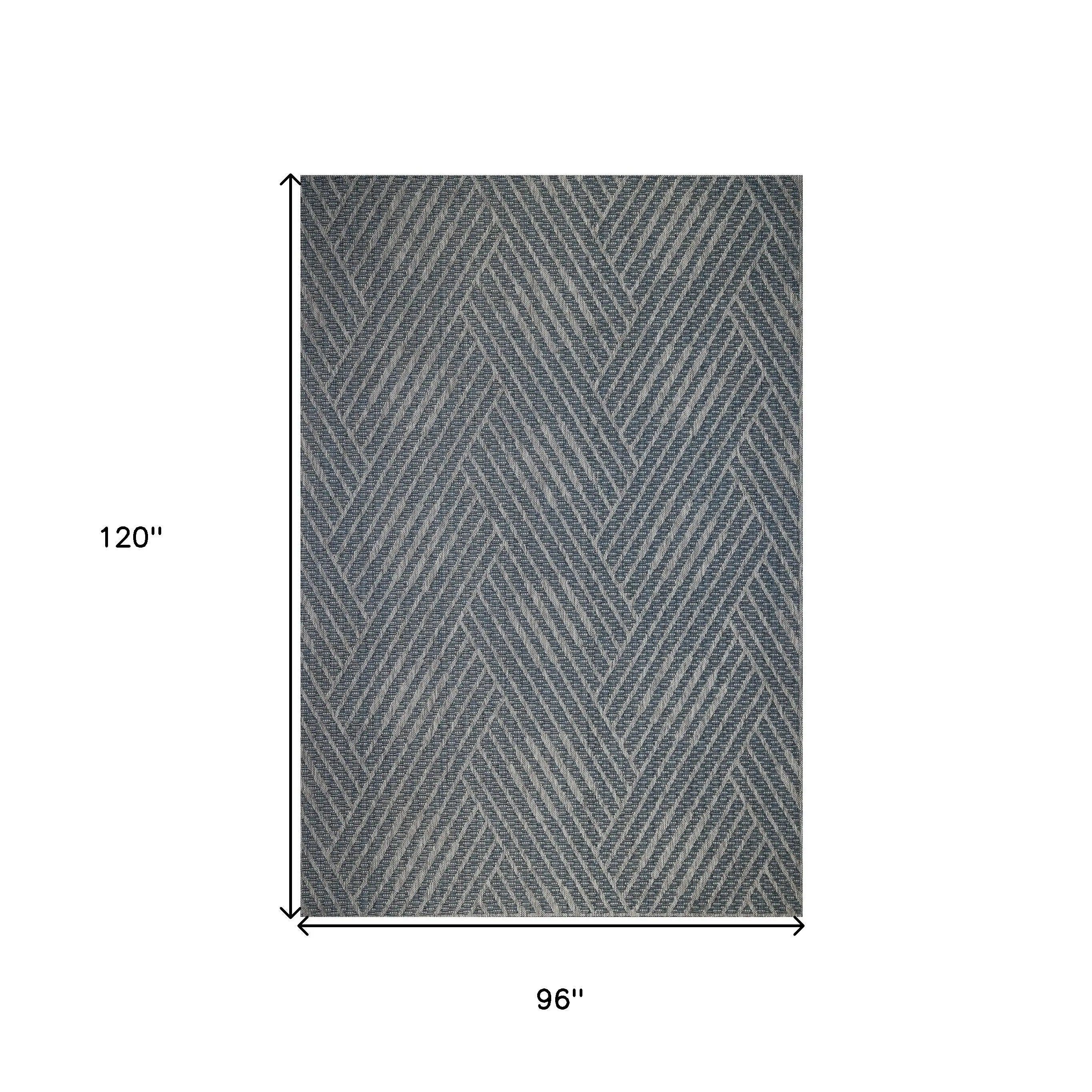 8' X 10' Gray and Blue Geometric Stain Resistant Indoor Outdoor Area Rug Homeroots Outdoor