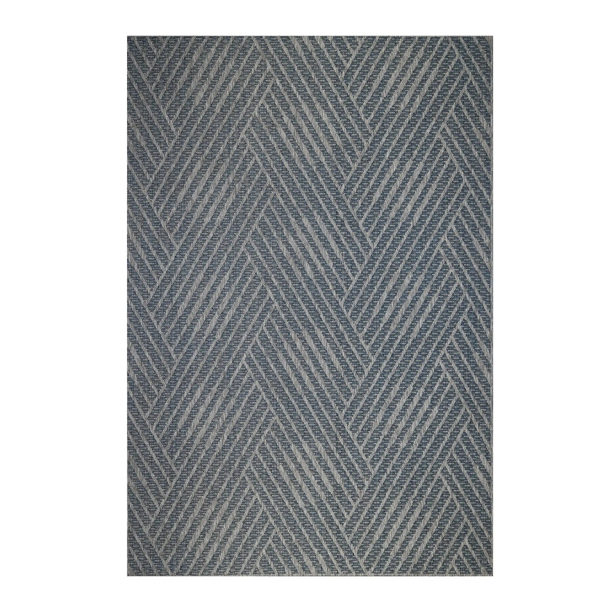 8' X 10' Gray and Blue Geometric Stain Resistant Indoor Outdoor Area Rug Homeroots Outdoor