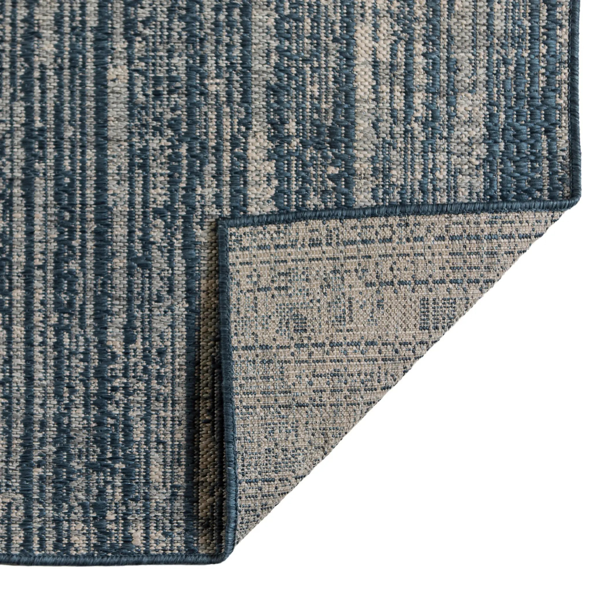 8' X 10' Gray and Blue Striped Stain Resistant Indoor Outdoor Area Rug Homeroots Outdoor