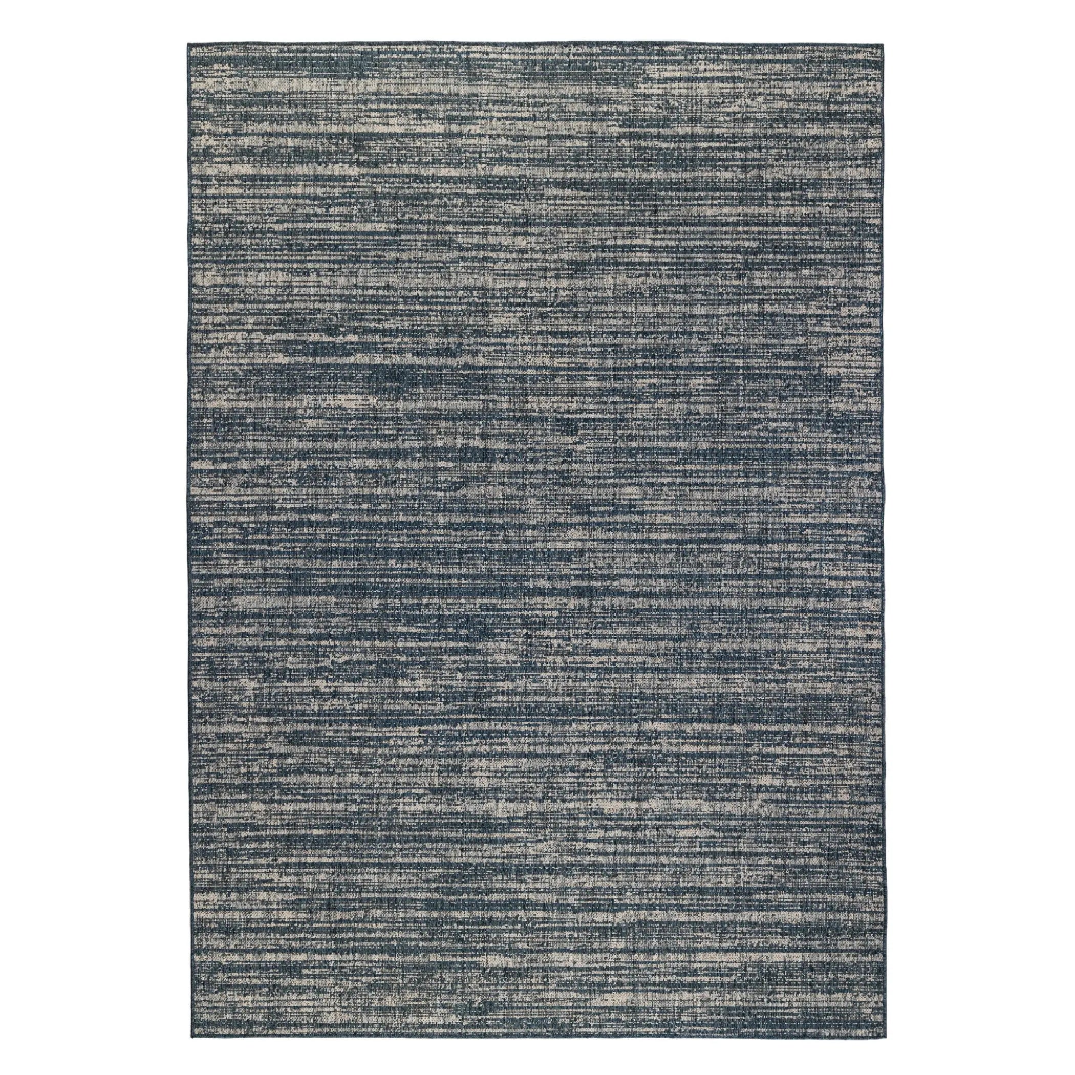 8' X 10' Gray and Blue Striped Stain Resistant Indoor Outdoor Area Rug Homeroots Outdoor