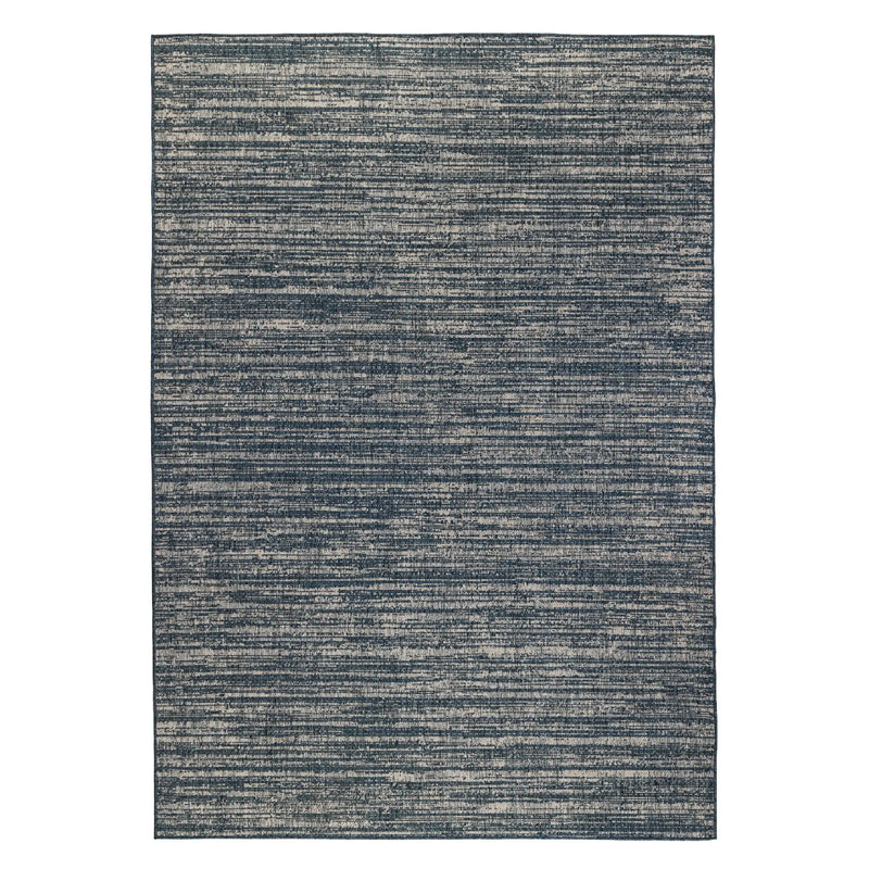8' X 10' Gray and Blue Striped Stain Resistant Indoor Outdoor Area Rug Homeroots Outdoor
