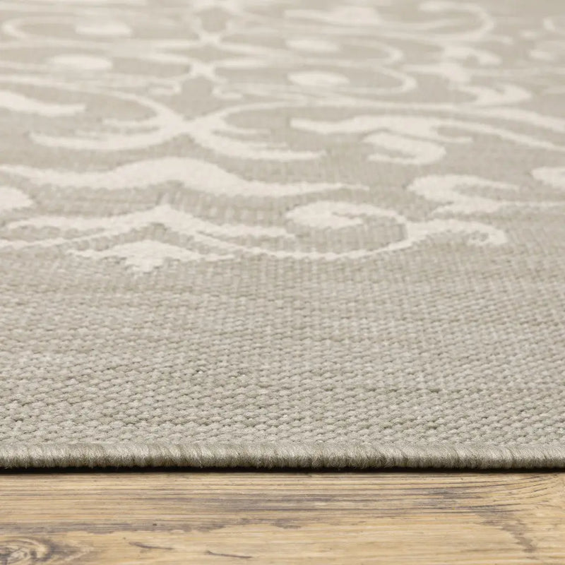 8' X 10' Gray and Ivory Oriental Stain Resistant Indoor Outdoor Area Rug Homeroots Outdoor