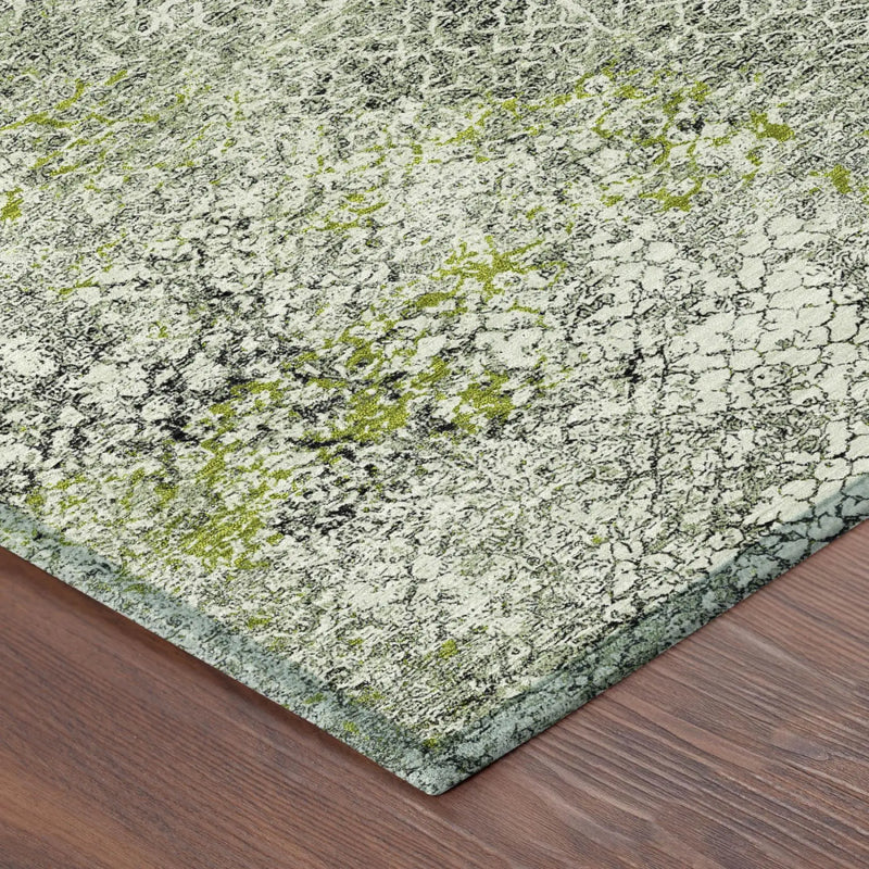 8' X 10' Green And Beige Abstract Washable Indoor Outdoor Area Rug Homeroots Outdoor