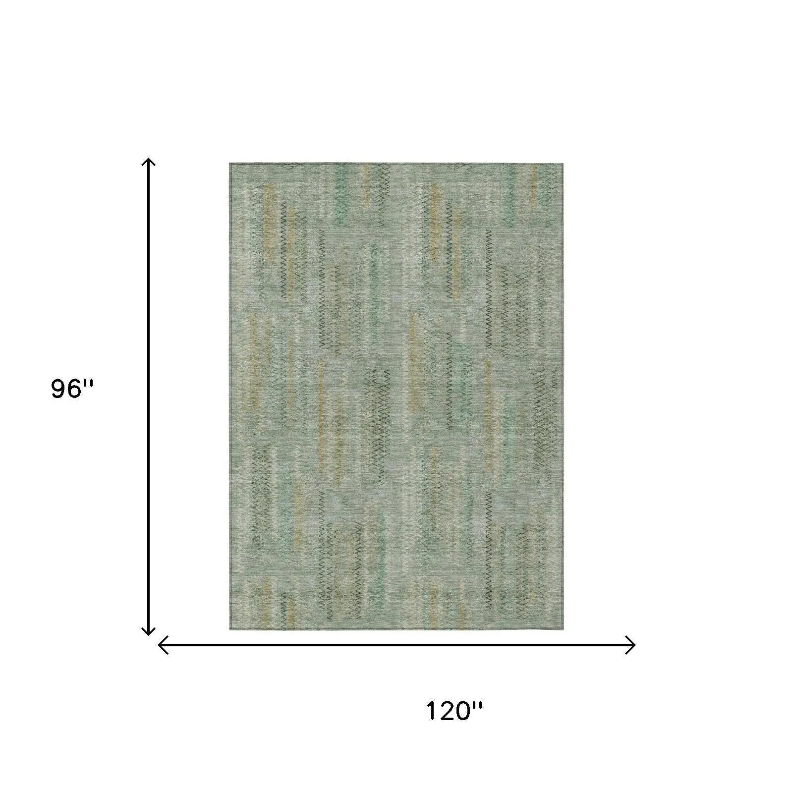 8' X 10' Green And Beige Abstract Washable Indoor Outdoor Area Rug Homeroots Outdoor