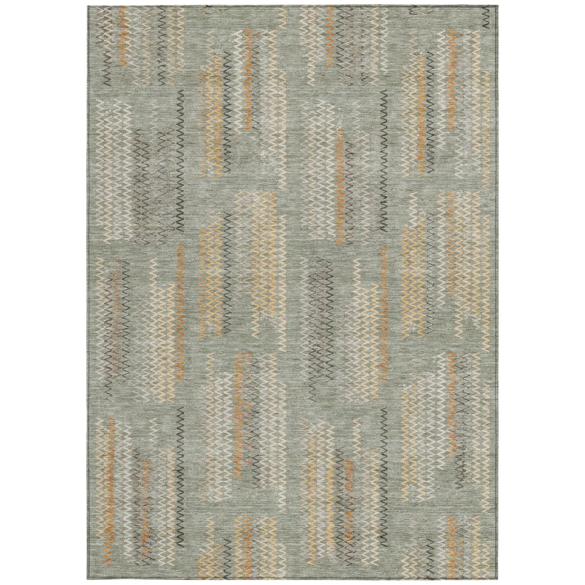 8' X 10' Green And Beige Abstract Washable Indoor Outdoor Area Rug Homeroots Outdoor