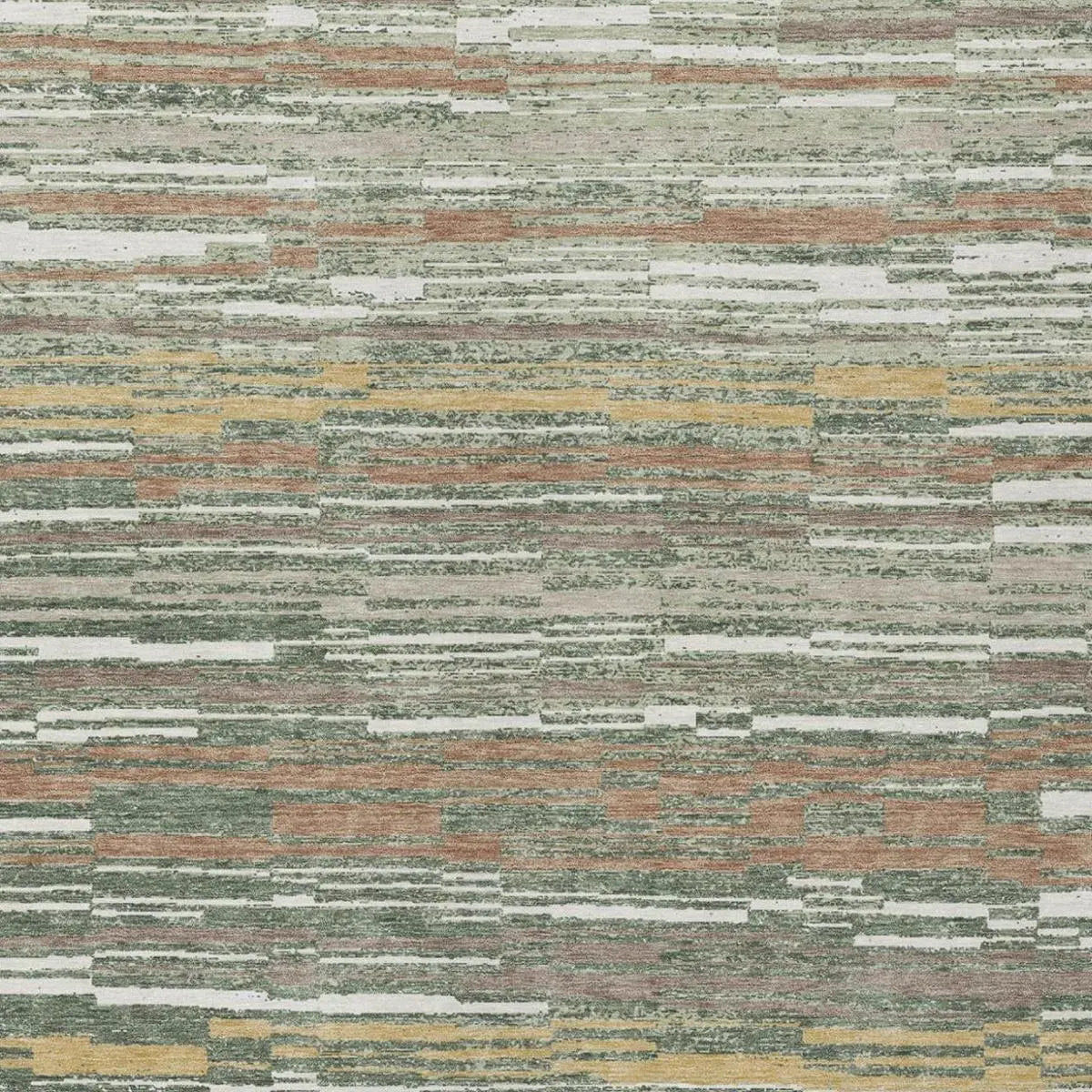 8' X 10' Green And Beige Striped Washable Indoor Outdoor Area Rug Homeroots Outdoor