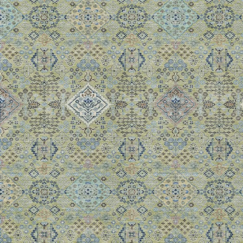 8' X 10' Green And Blue Oriental Washable Indoor Outdoor Area Rug Homeroots Outdoor