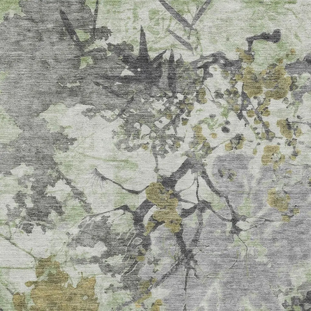 8' X 10' Green And Brown Abstract Washable Indoor Outdoor Area Rug Homeroots Outdoor