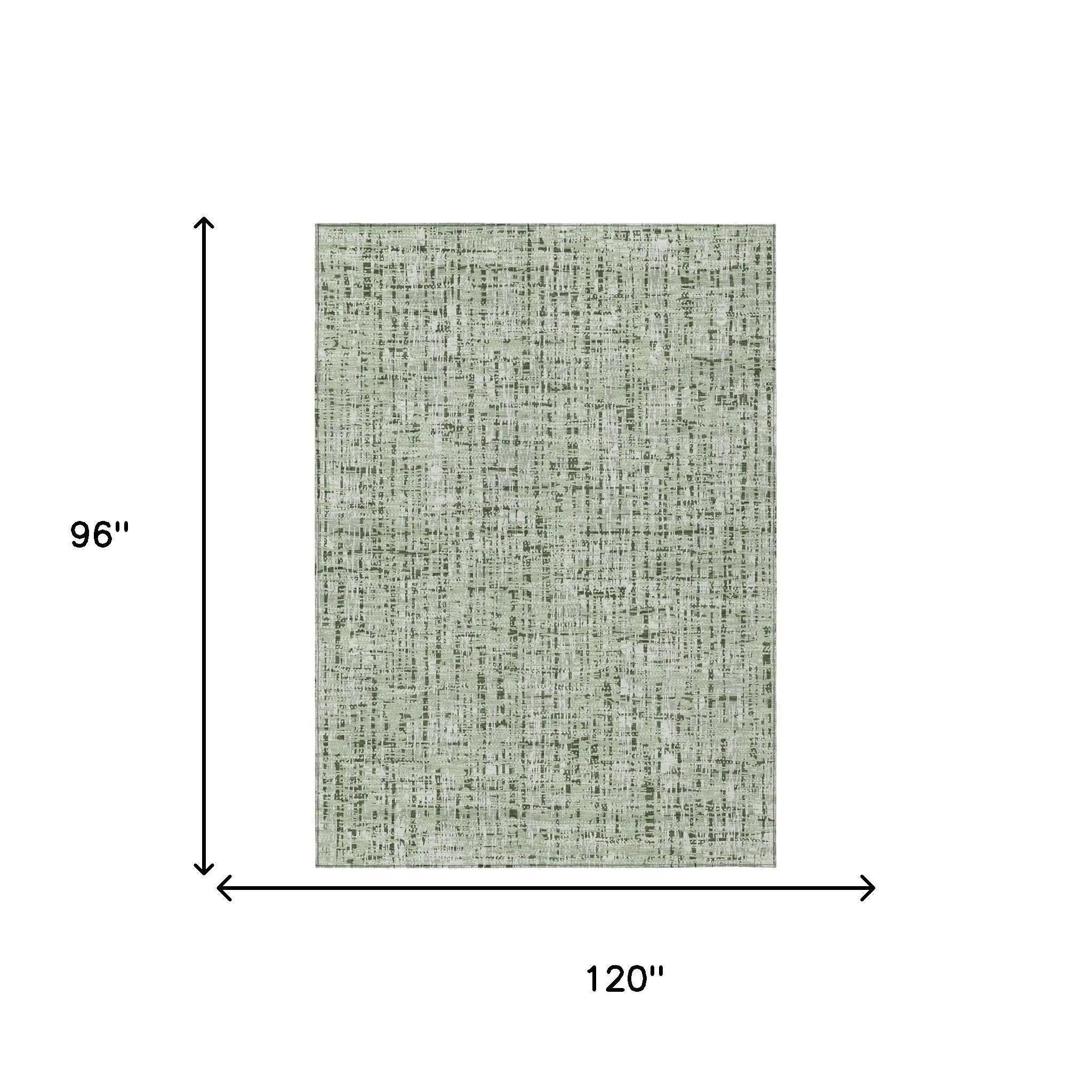 8' X 10' Green And Brown Abstract Washable Indoor Outdoor Area Rug Homeroots Outdoor