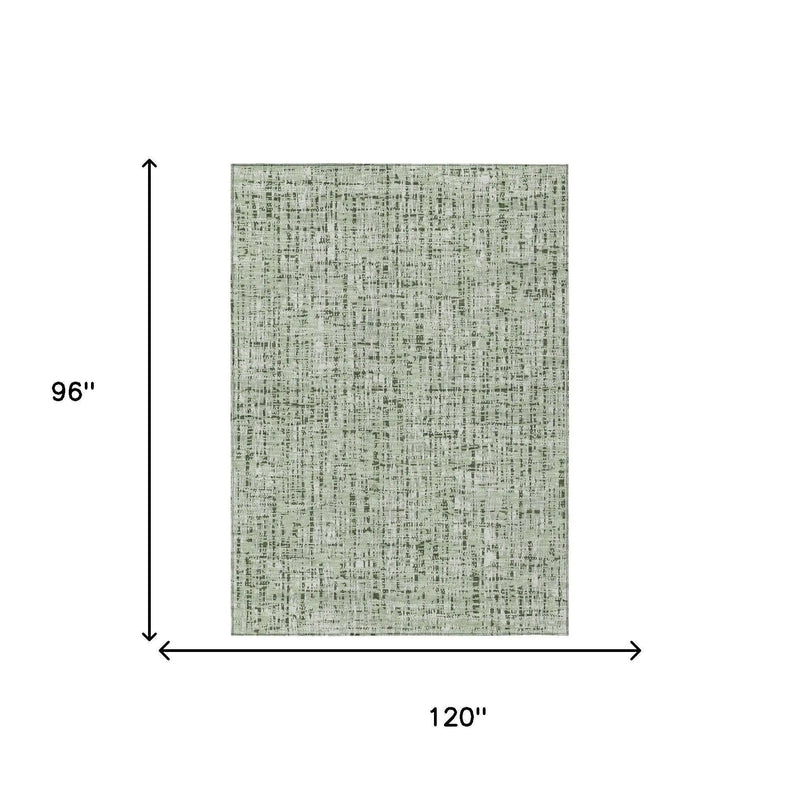 8' X 10' Green And Brown Abstract Washable Indoor Outdoor Area Rug Homeroots Outdoor