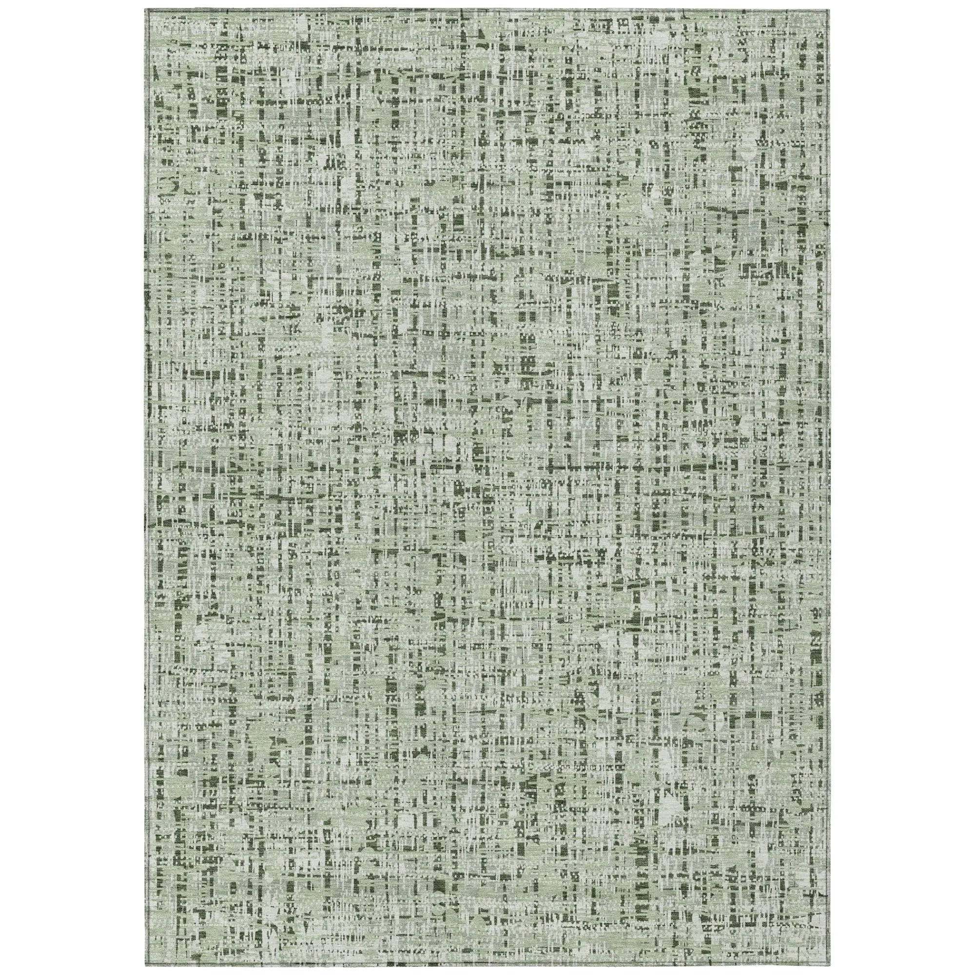 8' X 10' Green And Brown Abstract Washable Indoor Outdoor Area Rug Homeroots Outdoor