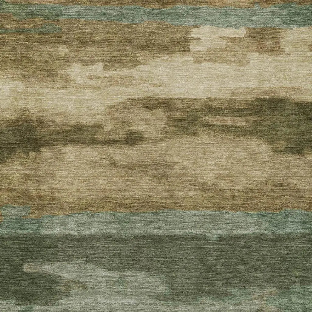 8' X 10' Green And Brown Abstract Washable Indoor Outdoor Area Rug Homeroots Outdoor