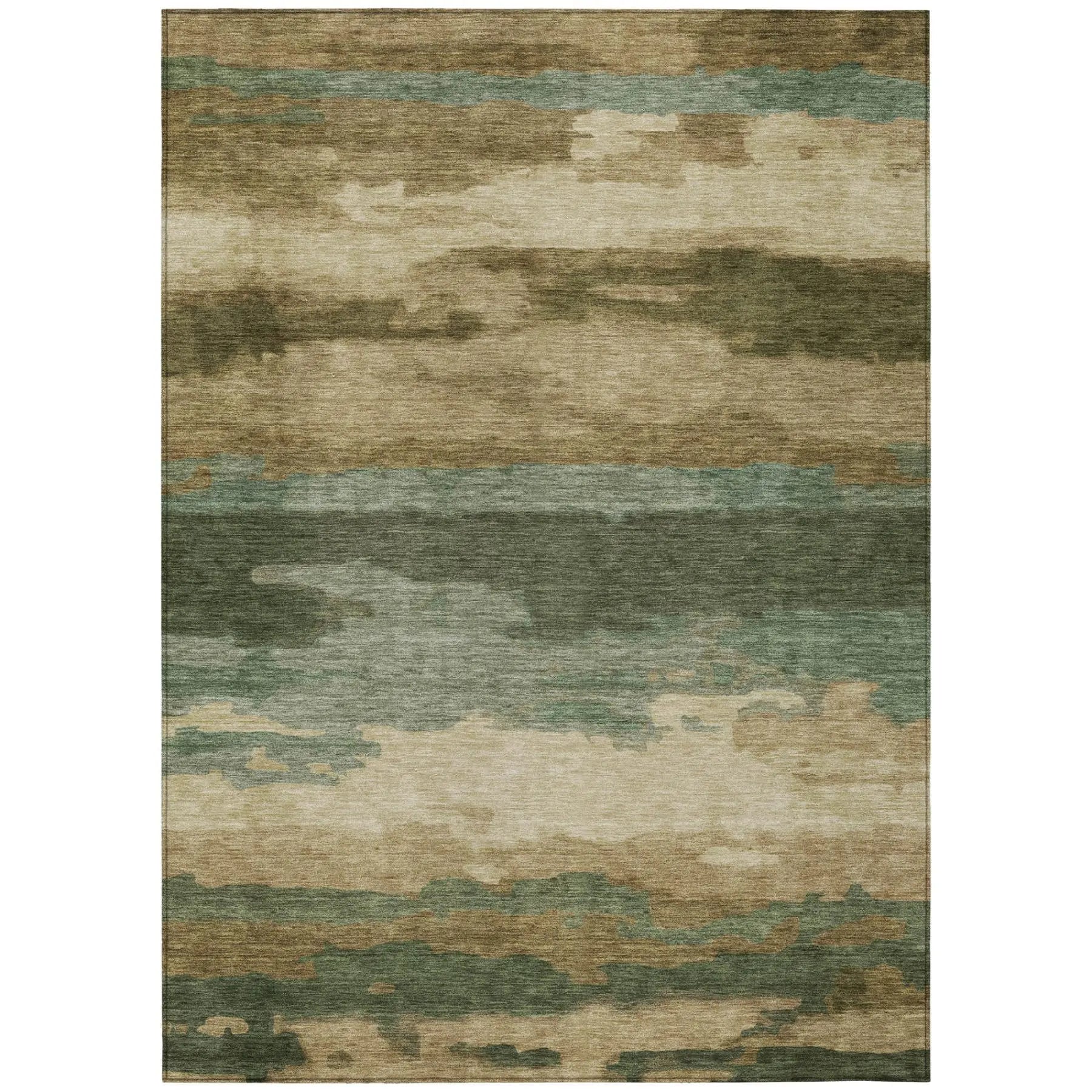 8' X 10' Green And Brown Abstract Washable Indoor Outdoor Area Rug Homeroots Outdoor