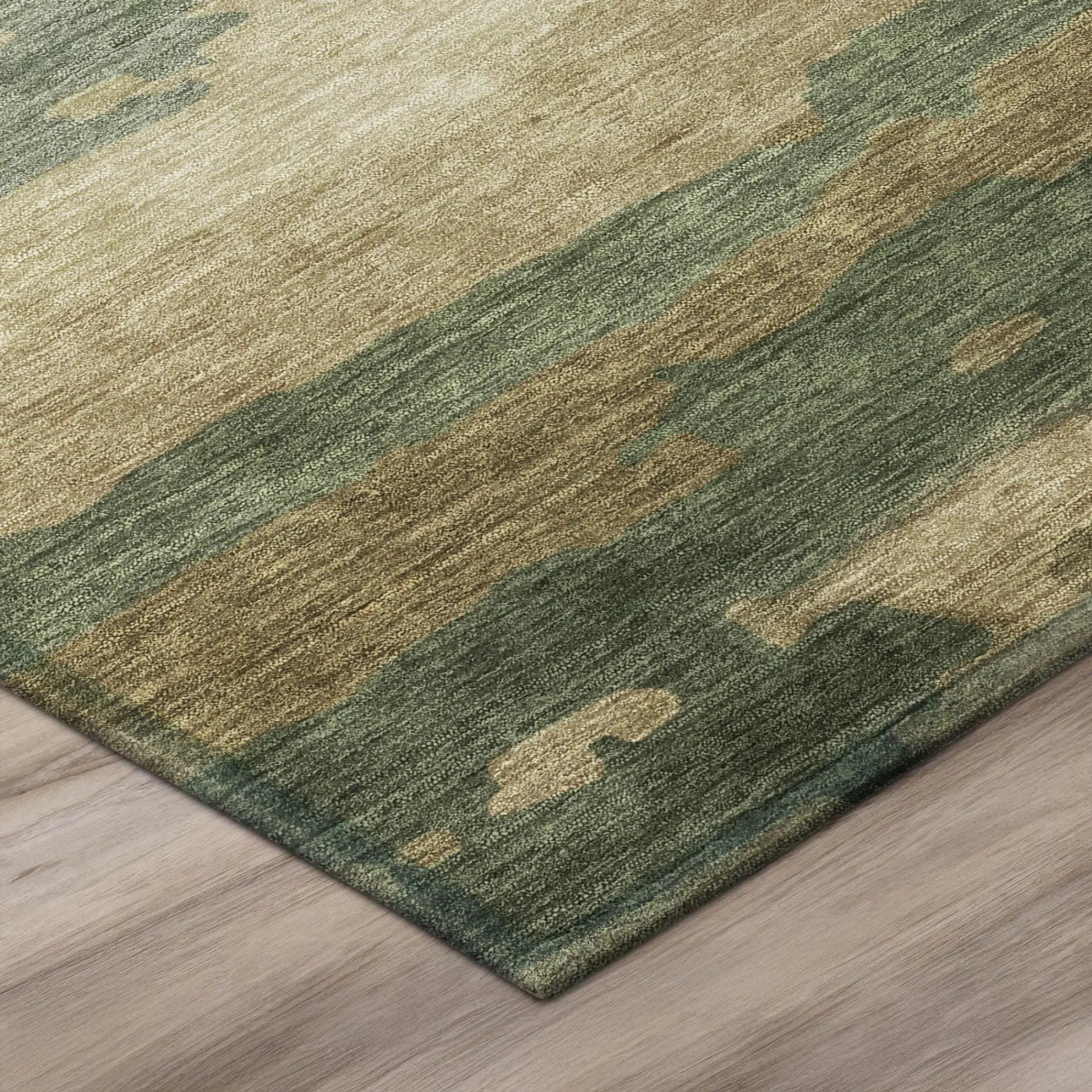 8' X 10' Green And Brown Abstract Washable Indoor Outdoor Area Rug Homeroots Outdoor