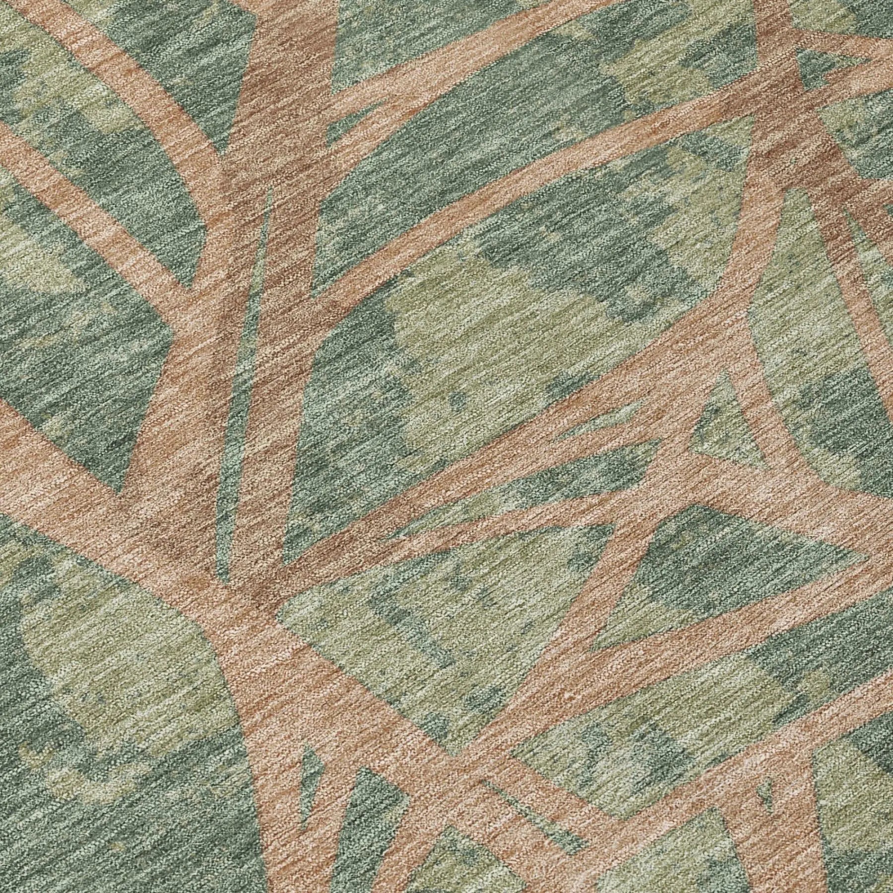 8' X 10' Green And Brown Floral Washable Indoor Outdoor Area Rug Homeroots Outdoor