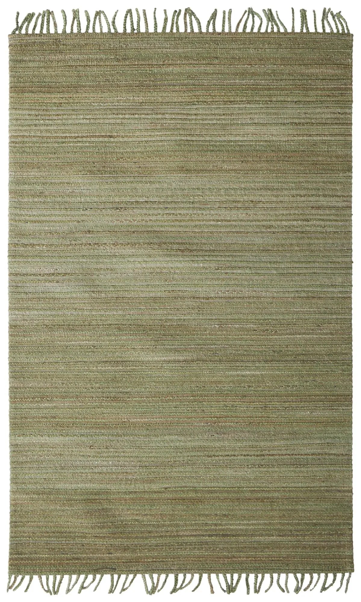 8' X 10' Green And Brown Jute Hand Woven Area Rug With Fringe Homeroots Home Decor