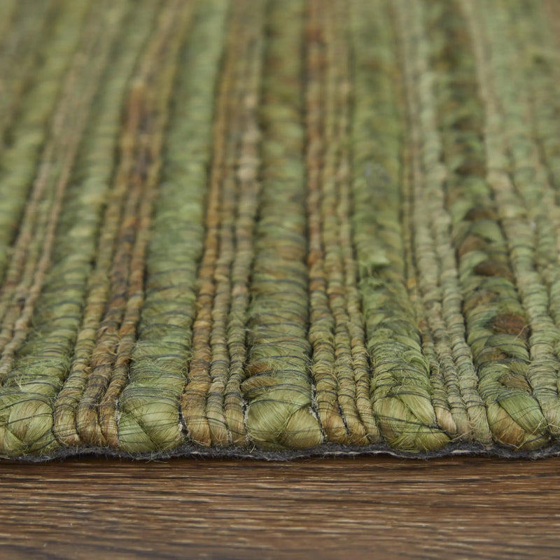 8' X 10' Green And Brown Jute Hand Woven Area Rug With Fringe Homeroots Home Decor