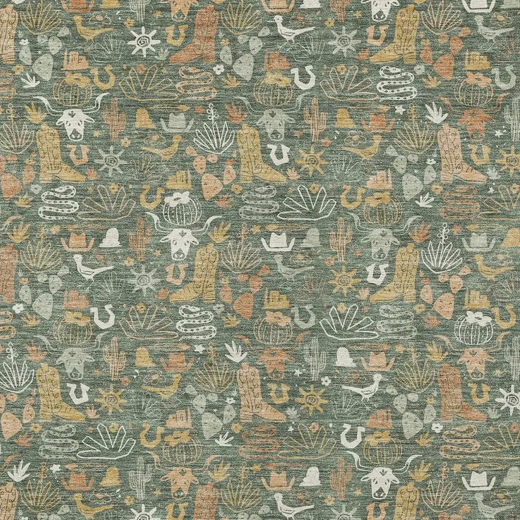 8' X 10' Green And Brown Stars Washable Indoor Outdoor Area Rug Homeroots Outdoor
