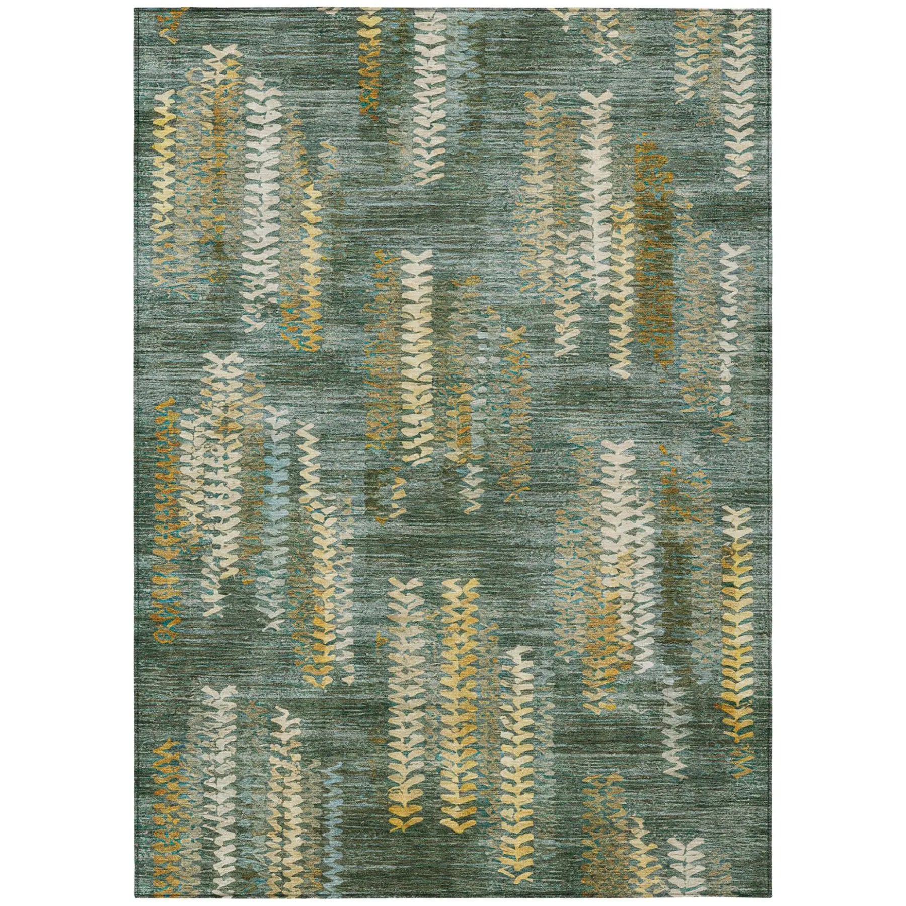 8' X 10' Green And Brown Striped Washable Indoor Outdoor Area Rug Homeroots Outdoor